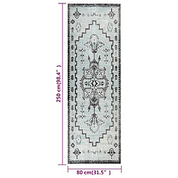 vidaXL Tapis à tissage plat d'extérieur 80x250 cm Vert et gris pas cher