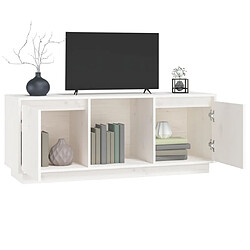 Avis vidaXL Meuble TV Blanc 110,5x35x44 cm Bois de pin massif