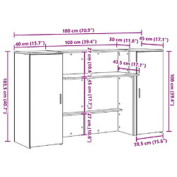 vidaXL Bureau réception chêne sonoma 180x50x103,5 cm bois d'ingénierie pas cher