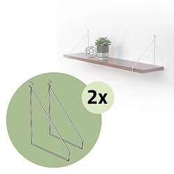 ML DESIGN MODERN LIVING Lot de 4 supports d'étagère murale équerre triangle en métal argent 200 x 250 mm