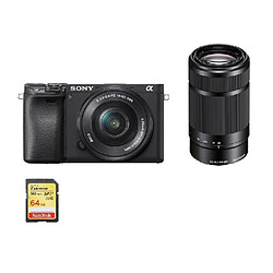 SONY A6400 Body Black + SONY SEL 16-50MM F3.5-5.6 OSS Black (WHITE BOX) + SONY SEL 55-210MM F4.5-6.3 OSS Black (White Box) + 64GB SD card