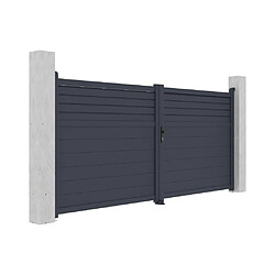 Acheter Vente-Unique Portail battant aluminium persienné L355 x H166 cm anthracite - VIAZO