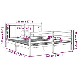 Acheter vidaXL Cadre de lit sans matelas gris 140x190 cm bois de pin massif