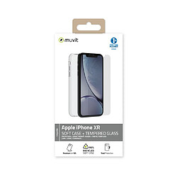 Muvit Coque pour iPhone XR Série Recycletek et Protection d'Écran en Verre Trempé Transparent