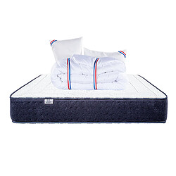 LUXURY LITERIE Matelas 160x200 cm, Nuage, 24 cm, mousse mémoire de forme, mi-ferme, face été/hiver + 2 oreillers + couette