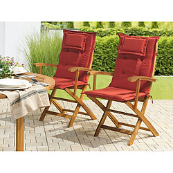 Beliani Lot de 2 coussins en tissu rouge bordeaux pour chaises de jardin MAUI