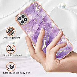 Coque en TPU anti-chute, motif marbre IMD IML, électroplaqué violet 002 pour votre Samsung Galaxy A22 5G (EU Version)