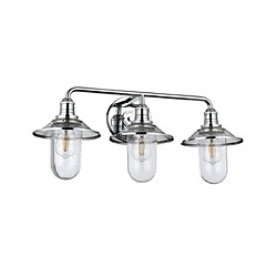 Elstead Lighting Applique murale salle de bains Hinkley Acier,verre grainé transparent Chrome poli