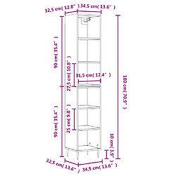 vidaXL Buffet haut Chêne sonoma 34,5x32,5x180 cm Bois d'ingénierie pas cher