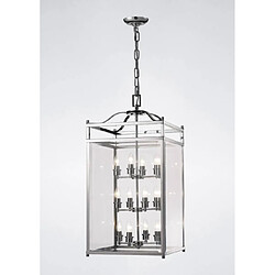 Luminaire Center Suspension Aston 12 Ampoules chrome poli/verre