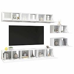 Avis Maison Chic Meubles TV 8 pcs | Banc TV Moderne pour salon | Meuble de Rangement Blanc Aggloméré -MN81839