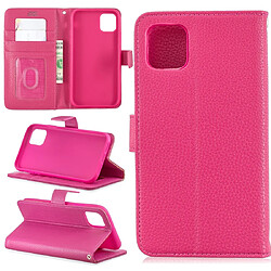 Wewoo Coque Etui en cuir à rabat Lychee pour iPhone 11 support fentes cartes portefeuille et cadre photo rose