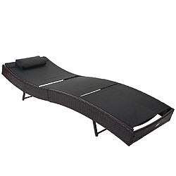 Mendler Chaise longue Savannah, polyrotin, bain de soleil ~ marron chiné, enveloppe noir