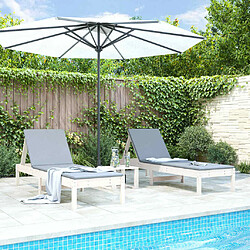 Maison Chic Lot de 2 Chaises longues avec table | Bain de soleil Relax | Transat blanc bois massif de pin -GKD43565