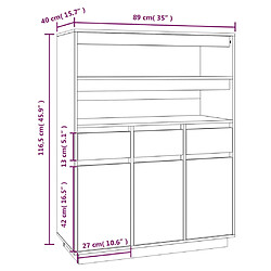 vidaXL Buffet haut Blanc 89x40x116,5 cm Bois massif de pin pas cher