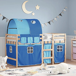 Avis Vidaxl Lit mezzanine enfants et tunnel bleu 90x200cm bois pin massif