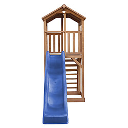 AXI Beach Tower Aire de Jeux avec Toboggan en bleu & Bac à Sable | Grande Maison enfant extérieur en marron | Cabane de Jeu en Bois FSC