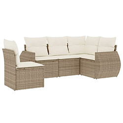 Maison Chic Salon de jardin avec coussins 5 pcs | Ensemble de Table et chaises | Mobilier d'Extérieur beige résine tressée -GKD17784