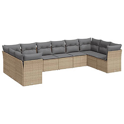 Maison Chic Salon de jardin avec coussins 10 pcs | Ensemble de Table et chaises | Mobilier d'Extérieur beige résine tressée -GKD30570