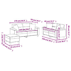 vidaXL Ensemble de canapés 3 pcs avec coussins gris similicuir pas cher