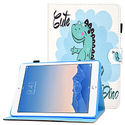 Etui en PU motif de couture avec support et porte-carte pour votre iPad Air (2013)/Air 2/9.7-pouces (2017)/(2018) - dinosaure