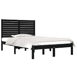 Avis Maison Chic Lit adulte - Lit simple Cadre de lit,Structure du lit Contemporain Noir Bois massif 140x190 cm -MN80663