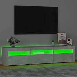 Avis vidaXL Meuble TV avec lumières LED Gris béton 180x35x40 cm