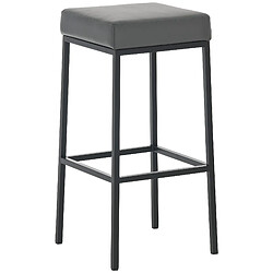 Decoshop26 Lot de 2 tabourets de bar avec repose-pieds design simple assise hauteur 80 cm en PVC gris support en métal noir 10_0004363