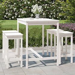 vidaXL Ensemble de bar de jardin 5 pcs blanc bois massif de pin