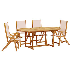 vidaXL Ensemble à manger de jardin 5pcs bois d'acacia solide textilène