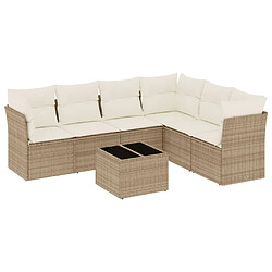 vidaXL Salon de jardin avec coussins 7 pcs beige résine tressée