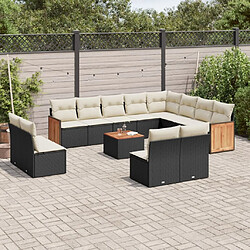 Maison Chic Salon de jardin avec coussins 13 pcs, Ensemble Tables et chaises de jardin, noir résine tressée -GKD330713