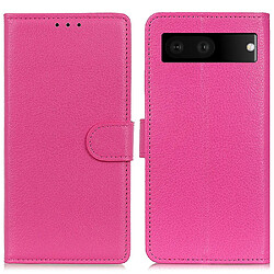 Etui en PU texture litchi avec support, rose pour votre Google Pixel 7