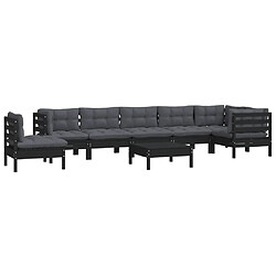 Avis Maison Chic Salon de jardin 9 pcs + coussins - Mobilier/Meubles de jardin - Table et chaises d'extérieur Noir Bois de pin solide -MN98456