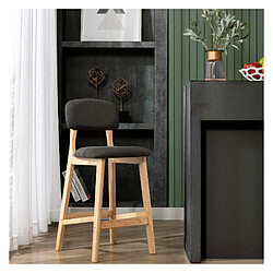 Moloo CLIFF - Chaise de bar en tissu Anthracite et bois massif(x2)