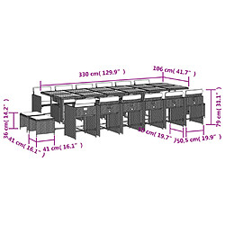 vidaXL Ensemble à manger de jardin 17 pcs et coussins résine tressée pas cher