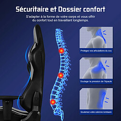 Lexzurn Chaise Gaming Résistant à 150kg, Fauteuil Gaming Inclinable 165°Châssis de l'Assise en Métal Revêtement Similicuir Réglages Ergonomiques Complets Gris