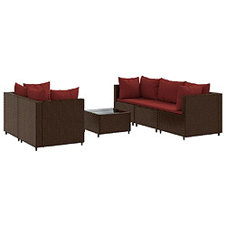 vidaXL Salon de jardin 6 pcs avec coussins Marron Résine tressée