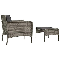 Maison Chic Salon de jardin 2 pcs avec coussins - Table et chaises d'extérieur - Mobilier/Meubles de jardin Moderne Gris Résine tressée -MN86010 pas cher