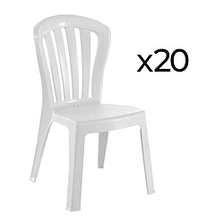 Pegane Lot de 20 chaises de jardin empilables en résine coloris blanc - Longueur 52 x Profondeur 52 x Hauteur 88 cm