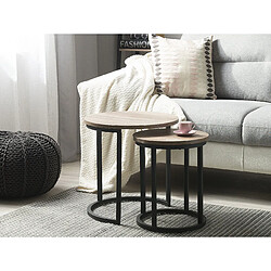 Beliani Lot de 2 tables appoint bois foncé/noires DIXIE