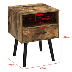 Helloshop26 Table de chevet design commode à tiroir meuble bas table de nuit PVC 57 cm brun 03_0006229