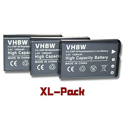 vhbw 3x Batteries remplacement pour Casio NP-90 pour appareil photo, reflex numérique (1300mAh, 3,6V, Li-ion)