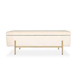 Banquette coffre Olivia Velours beige pieds or 