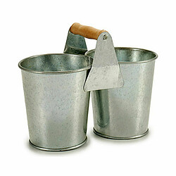 Ibergarden Cache-pot Double Marron Argenté Bois Zinc 20 x 15 x 10,2 cm (24 Unités)