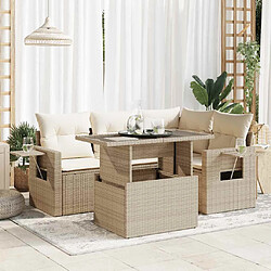 vidaXL Salon de jardin avec coussins 5 pcs beige résine tressée