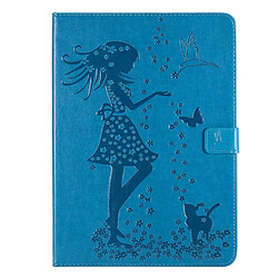 Etui en PU motif fille et chat bleu pour votre iPad mini (2021)