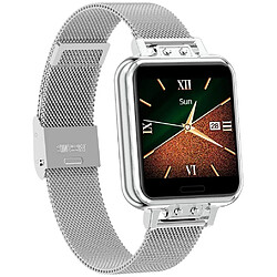 Chrono Montre Connectée pour Femmes avec IP68 Etanche Moniteur de fréquence Cardiaque pour Android iOS-Argent