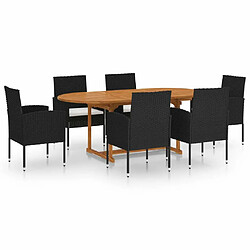 Salle à dîner de jardin 7 pcs,Table et chaise à manger Résine tressée Noir -MN56801