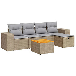 vidaXL Salon de jardin avec coussins 6 pcs beige résine tressée